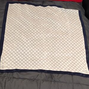 Gucci Navy Blue And White Monogram GG Scarf Square
